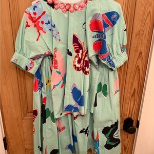 Colorful Butterfly Print Casual Dress